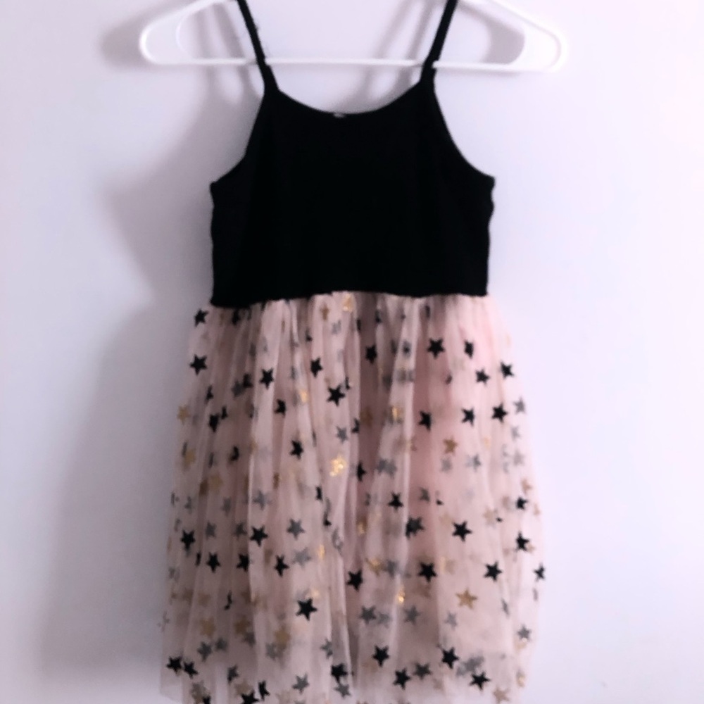 Girls' Black & Blush Star Tulle Party Dress